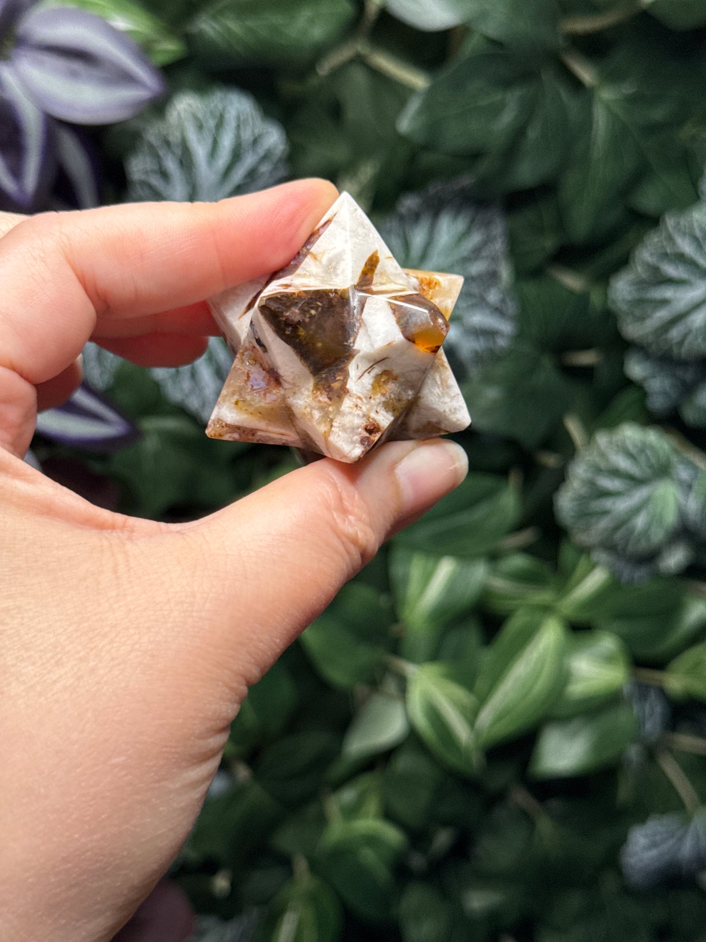 Red agate and quartz merkaba