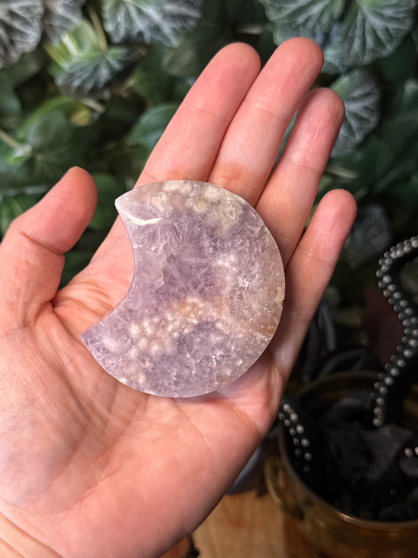 Amethyst x flower agate moon