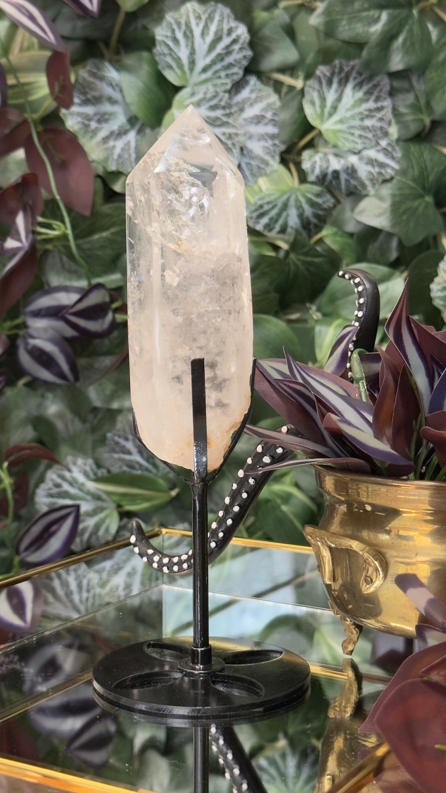 Clear quartz with black garden point