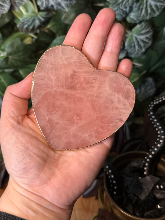 Gilded rose Quartz heart slab