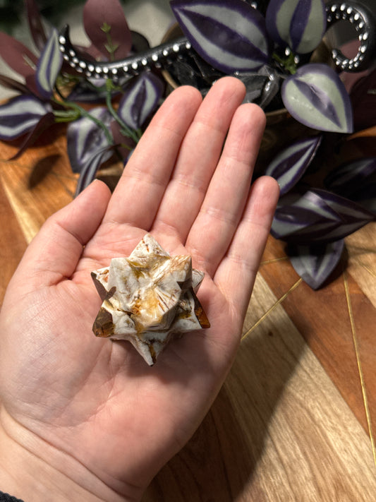 Red agate and quartz merkaba