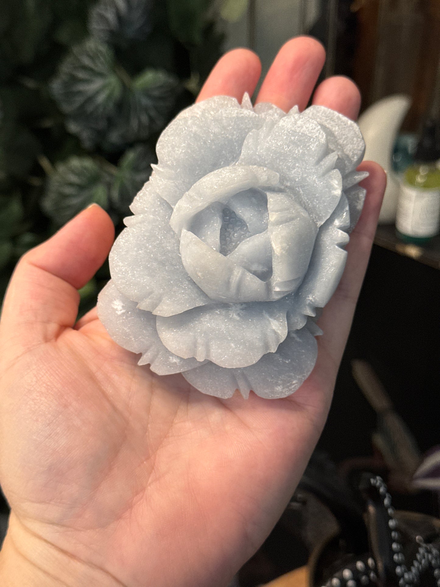 Angelite Flower on Stand