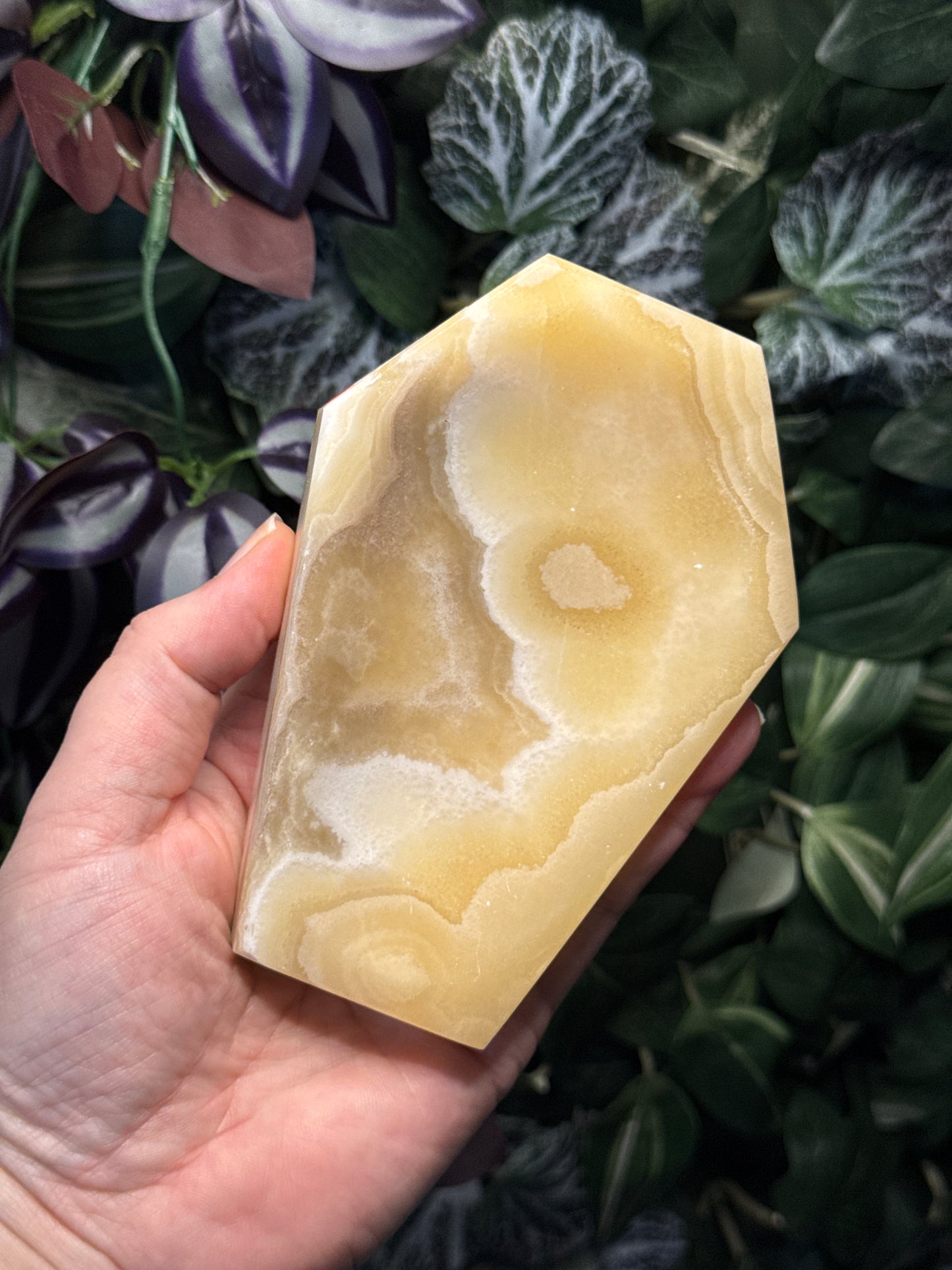 Dendritic Orange Calcite Coffin Dishes