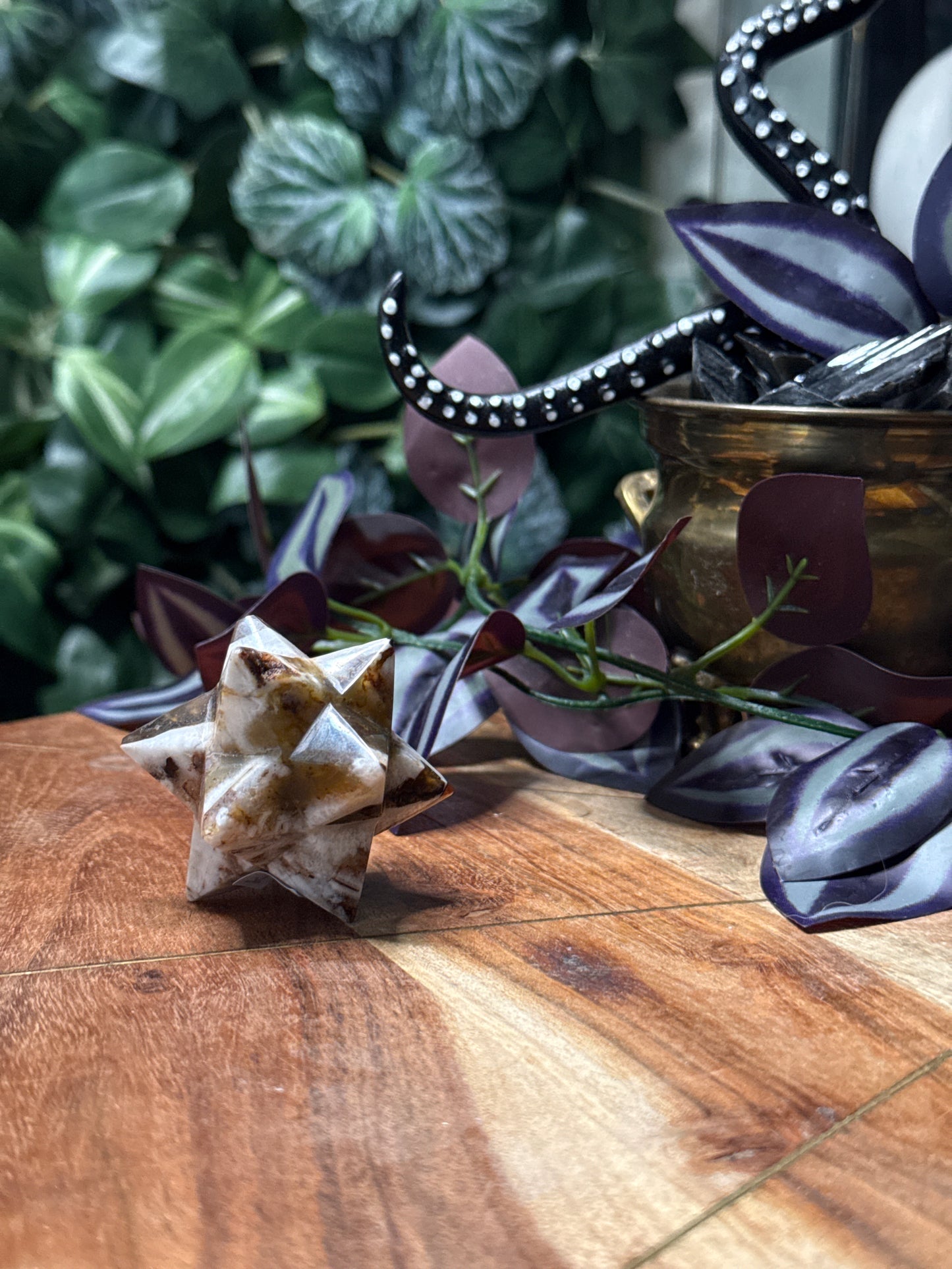 Red agate and quartz merkaba