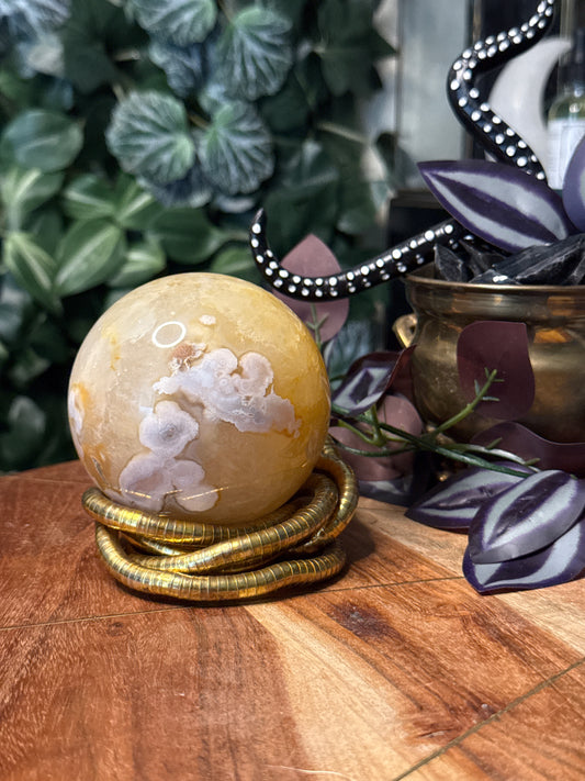 Yellow Flower Agate Sphere