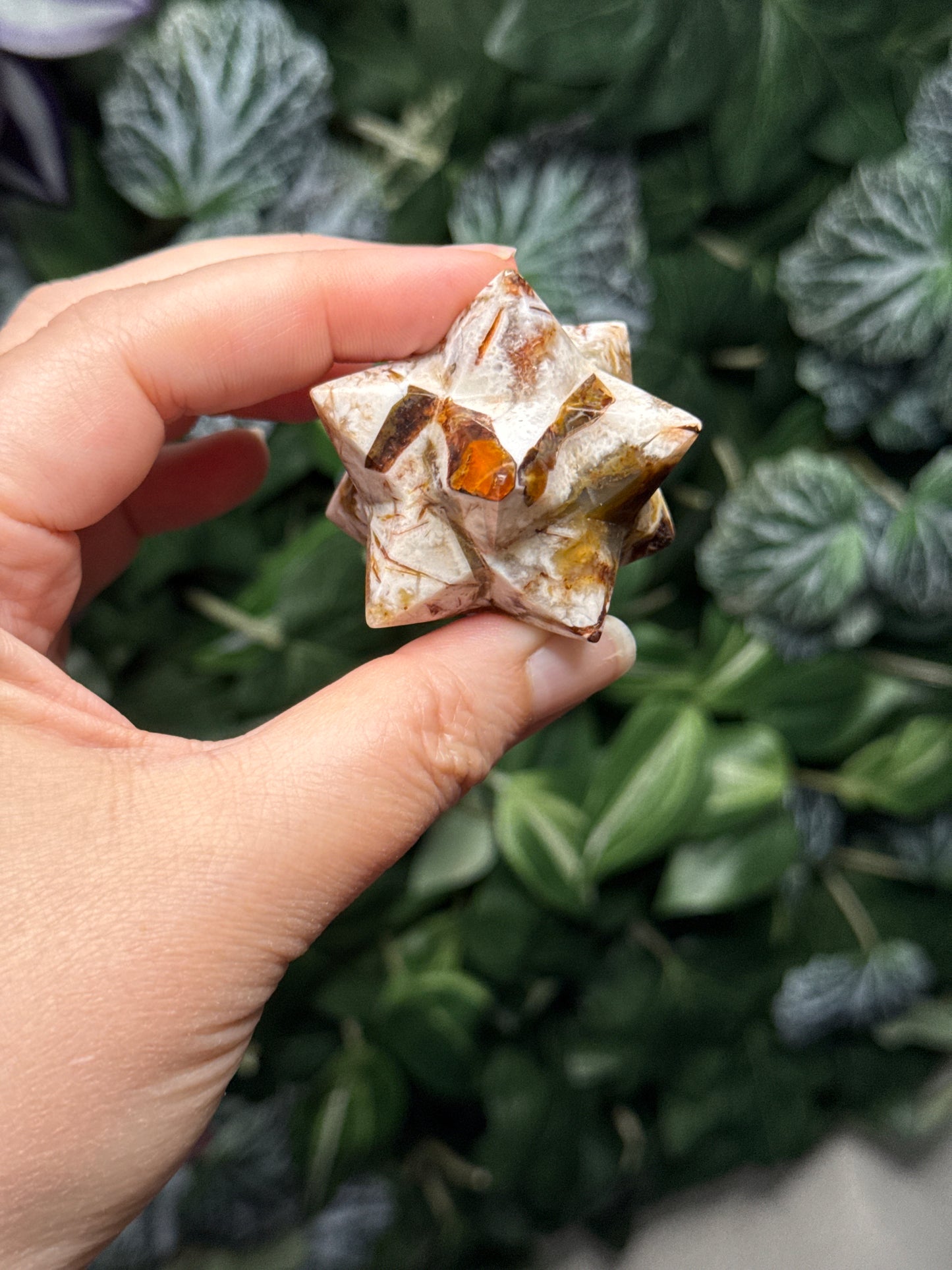 Red agate and quartz merkaba