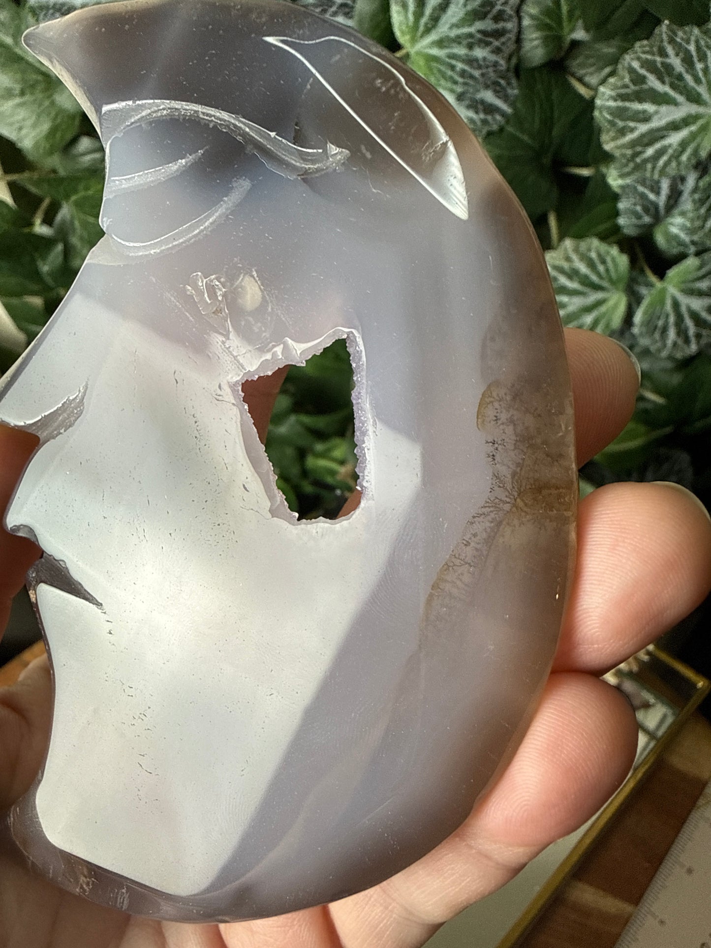 Druzy agate moon on stand