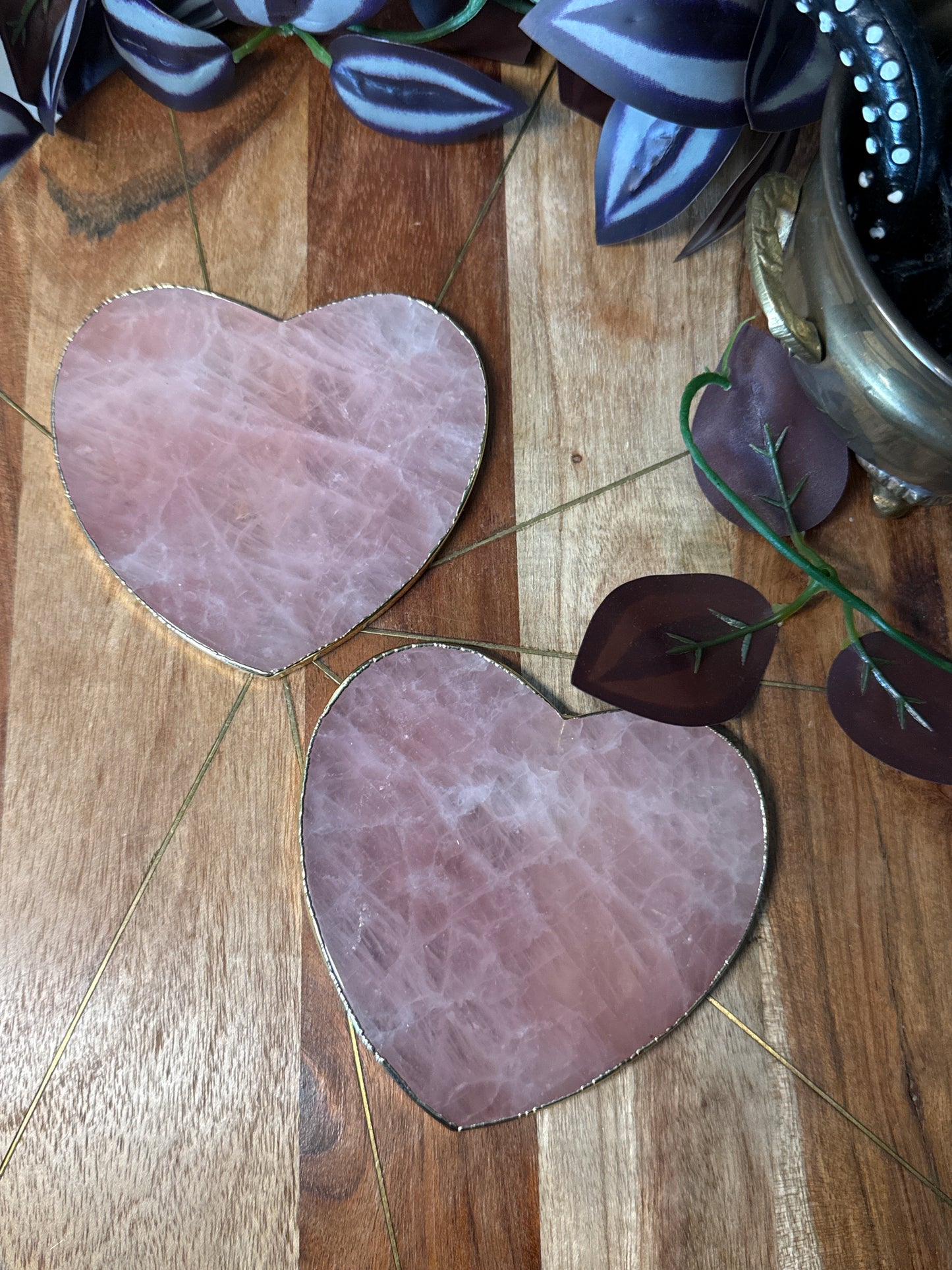 Gilded rose Quartz heart slab