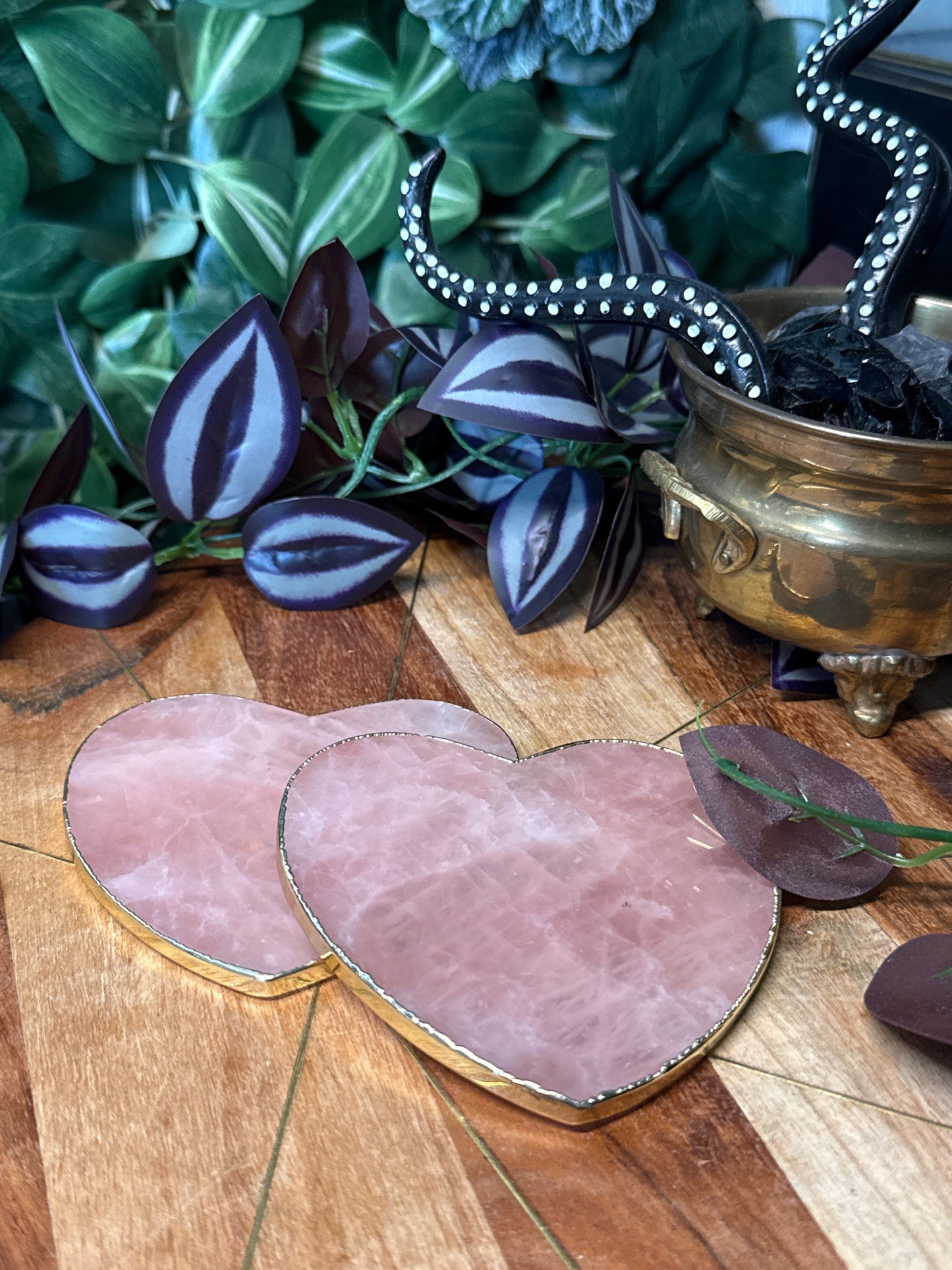 Gilded rose Quartz heart slab