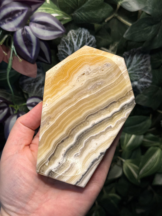 Dendritic Orange Calcite Coffin Dishes