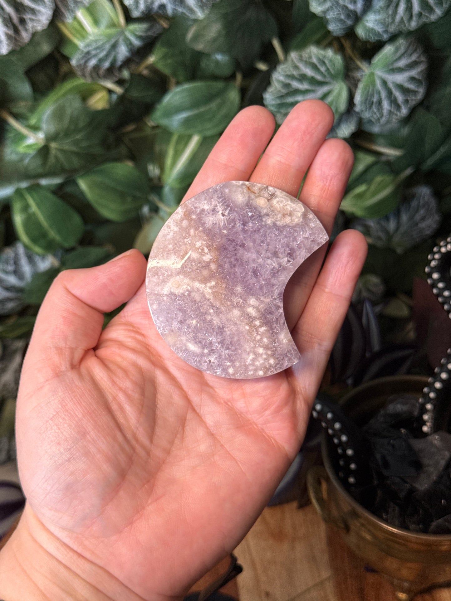 Amethyst x flower agate moon