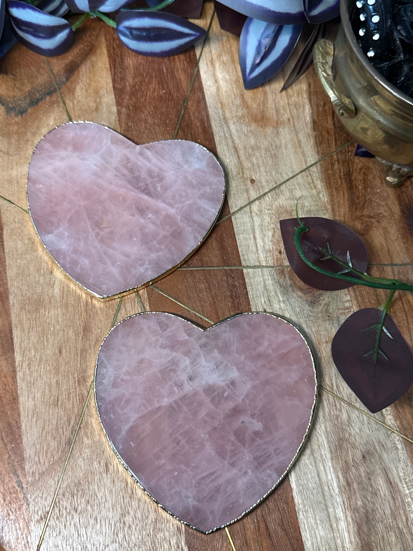 Gilded rose Quartz heart slab