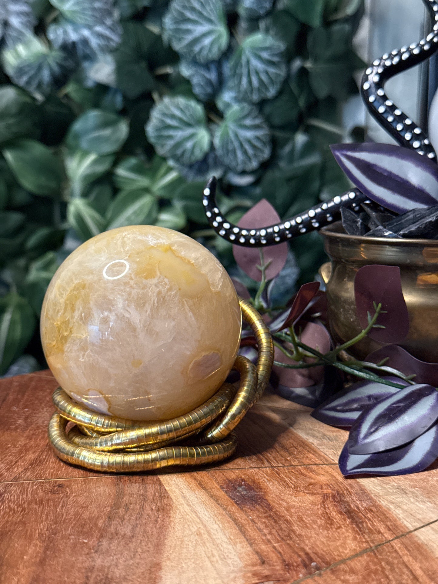 Yellow Flower Agate Sphere