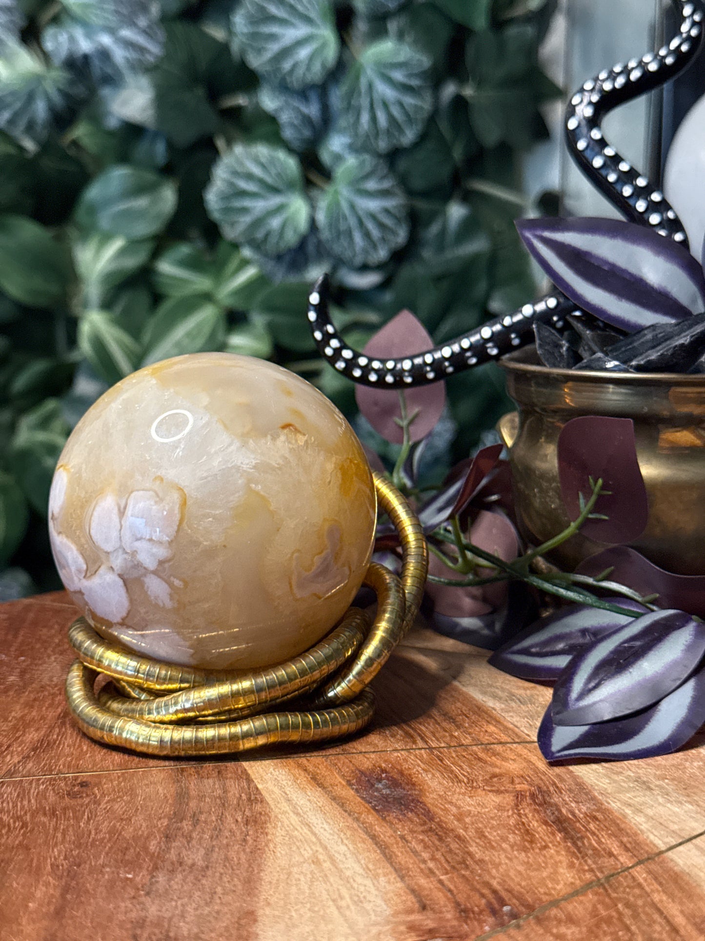 Yellow Flower Agate Sphere