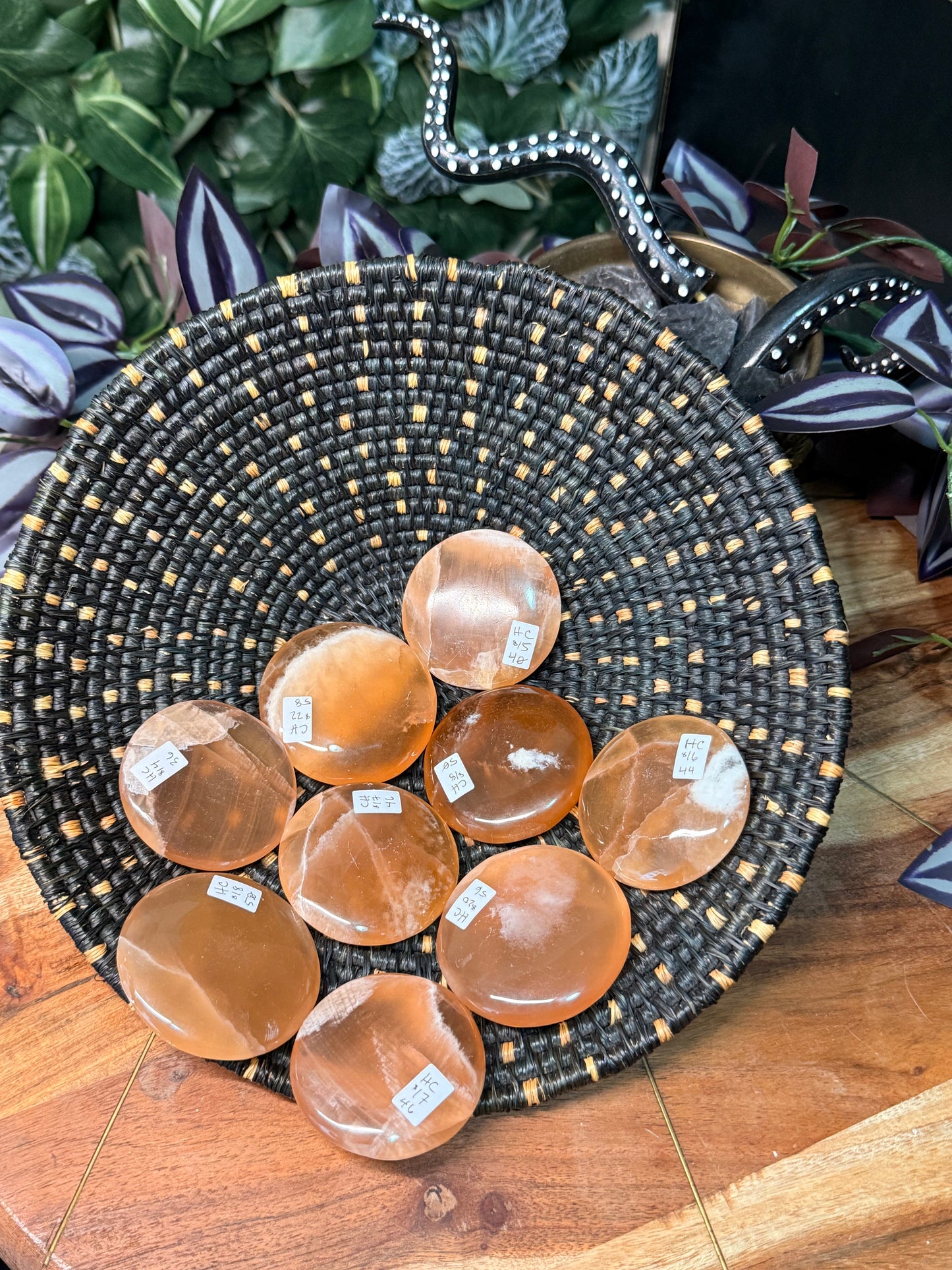 Honey calcite cookie palms